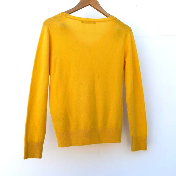 Quince Cashmere V-Neck Sweater Small Bright Yellow Jumper Pullover Colorful - Picture 7 of 7